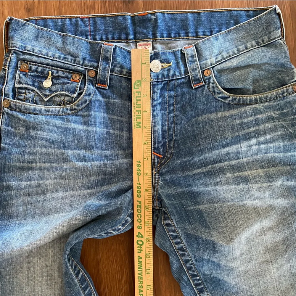 True Religion Jeans Men's 33 straight leg flap pocket blue Cotton